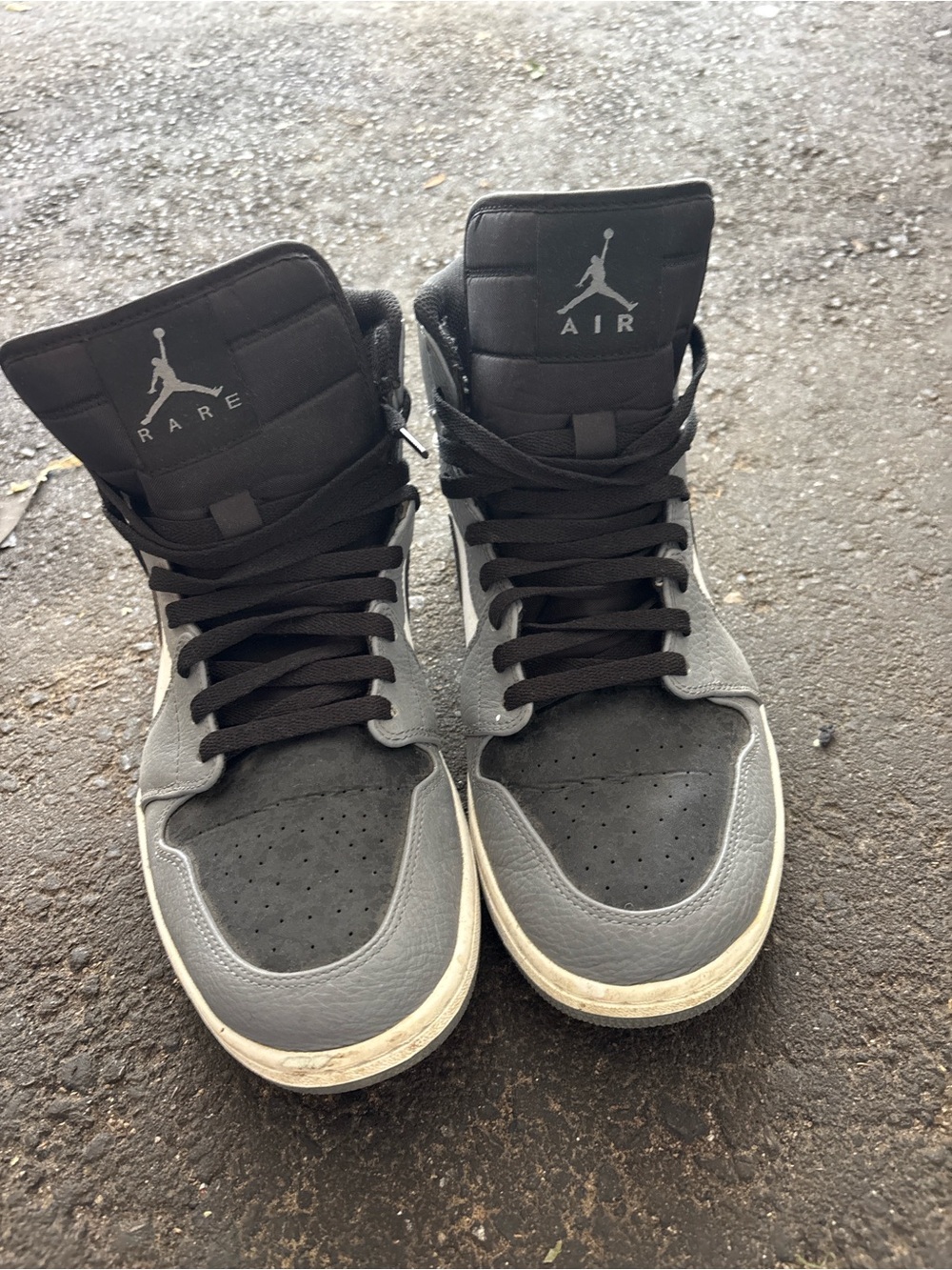 Jordan Men’s Black and White High-Top Sneakers - Gray Soles
